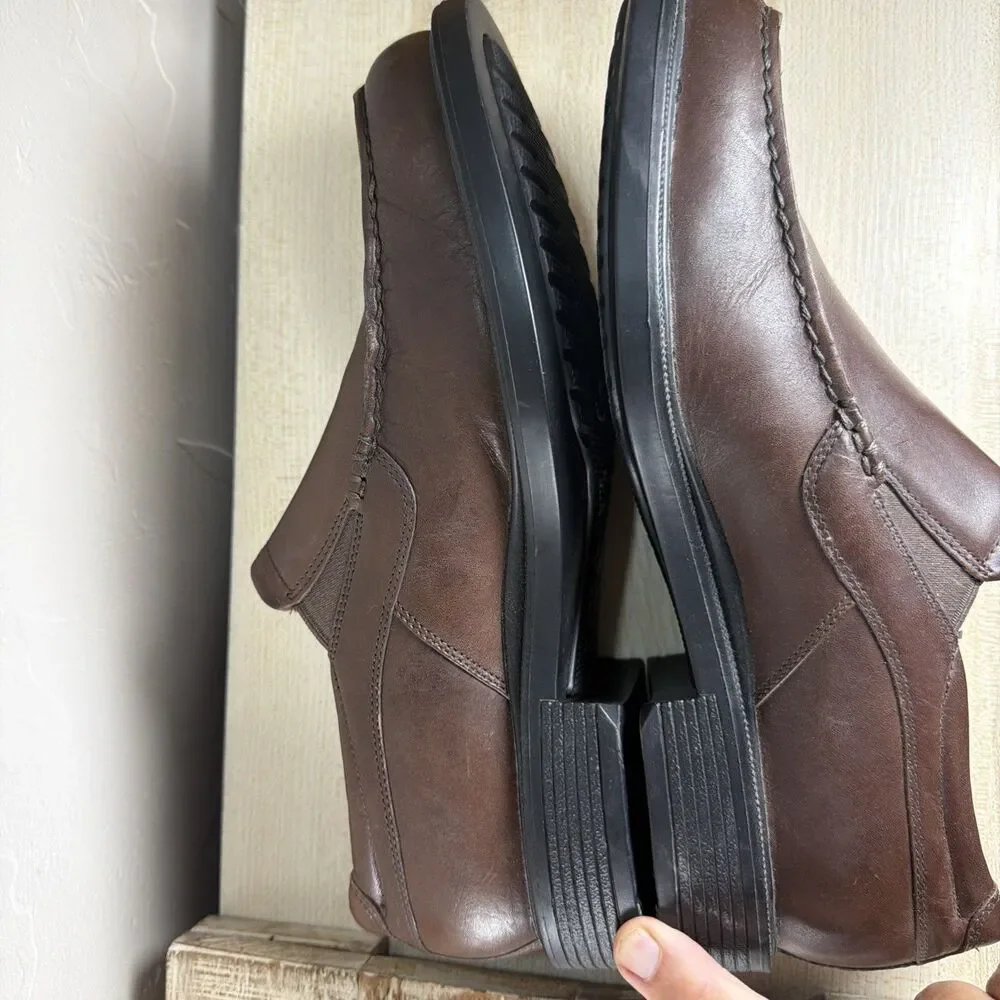 Rockport Brown Leather Slip On Loafers Dress Casual Shoes Mens 9.5M